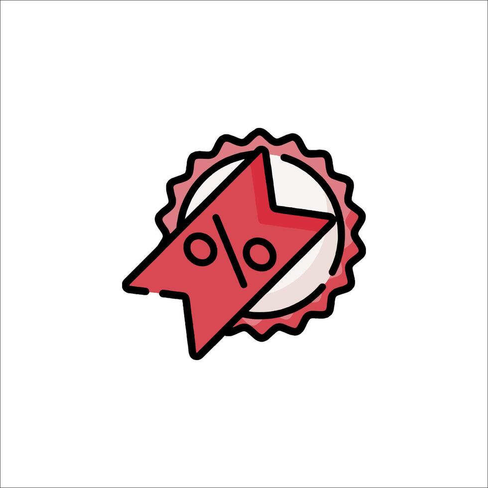 A red and white sticker with a percentage sign vector