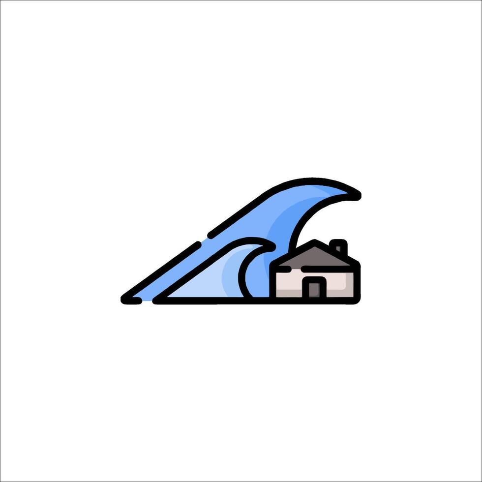 A house with a wave coming over it vector