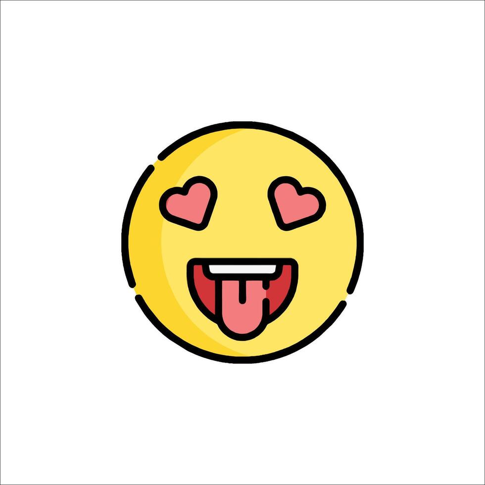 Emoji face with tongue and heart on white background vector
