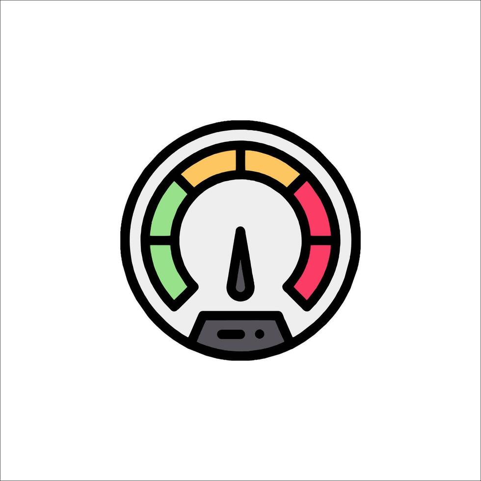 A meter with a red, green and yellow color scheme vector