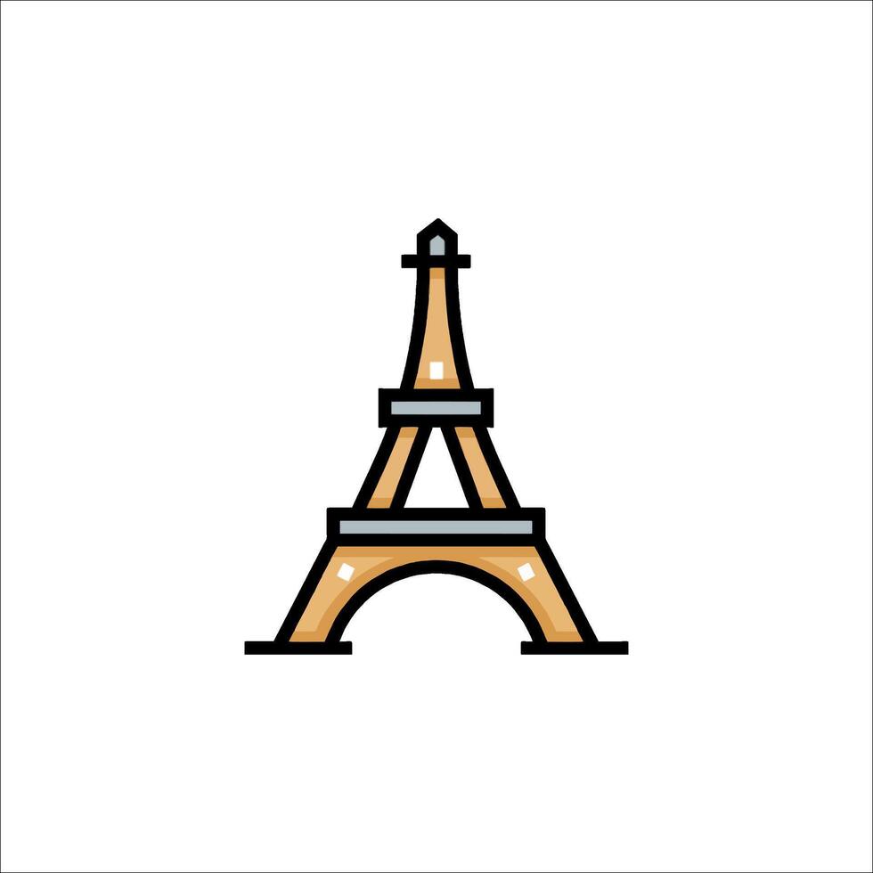 The eiffel tower is shown in a flat line style vector