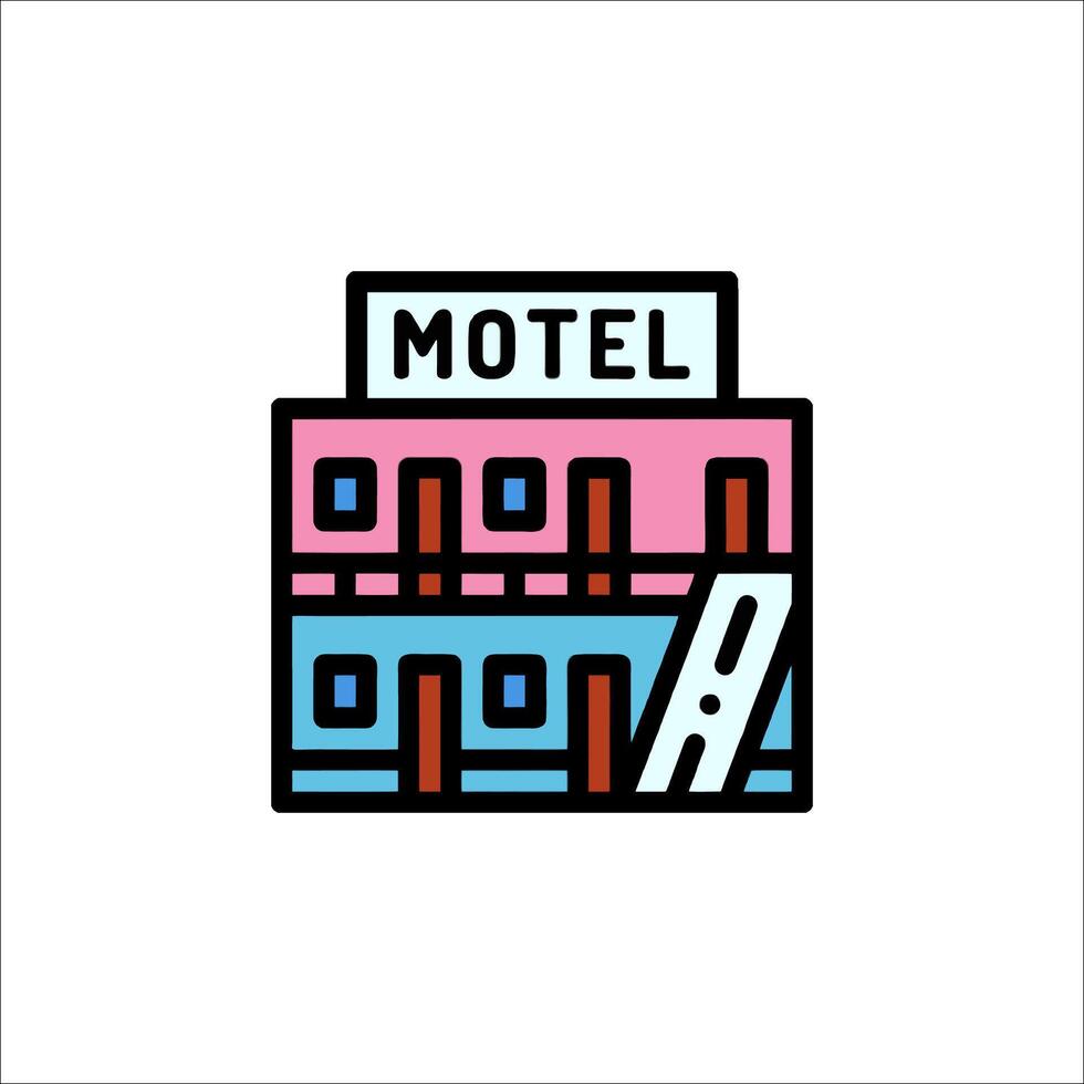 A motel sign with a blue and pink color scheme vector