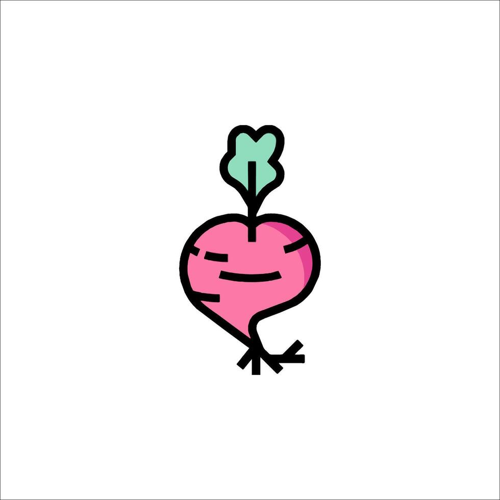 A cartoon beet with a green leaf on it vector