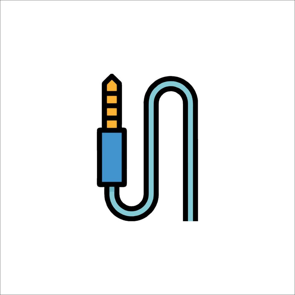 A blue and yellow cord with a plug on it vector