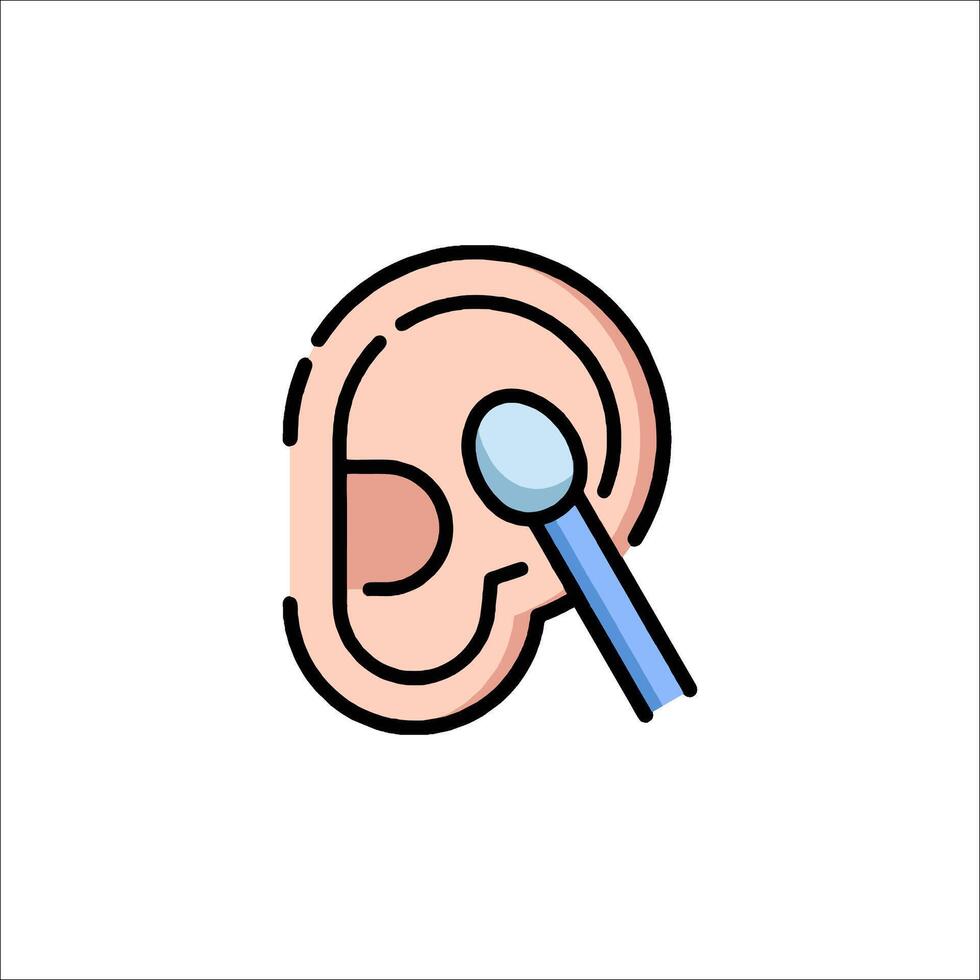 An ear with a stick and a blue pen vector