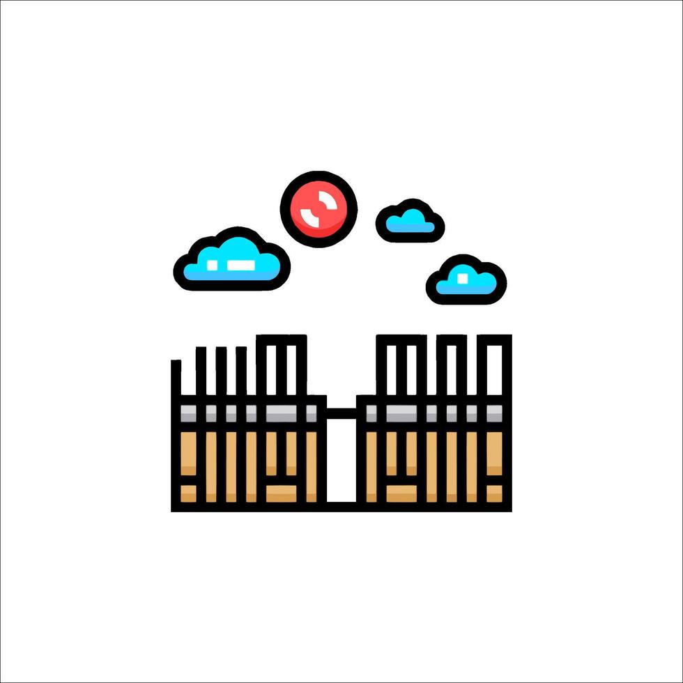 A city skyline with clouds and a red sun vector