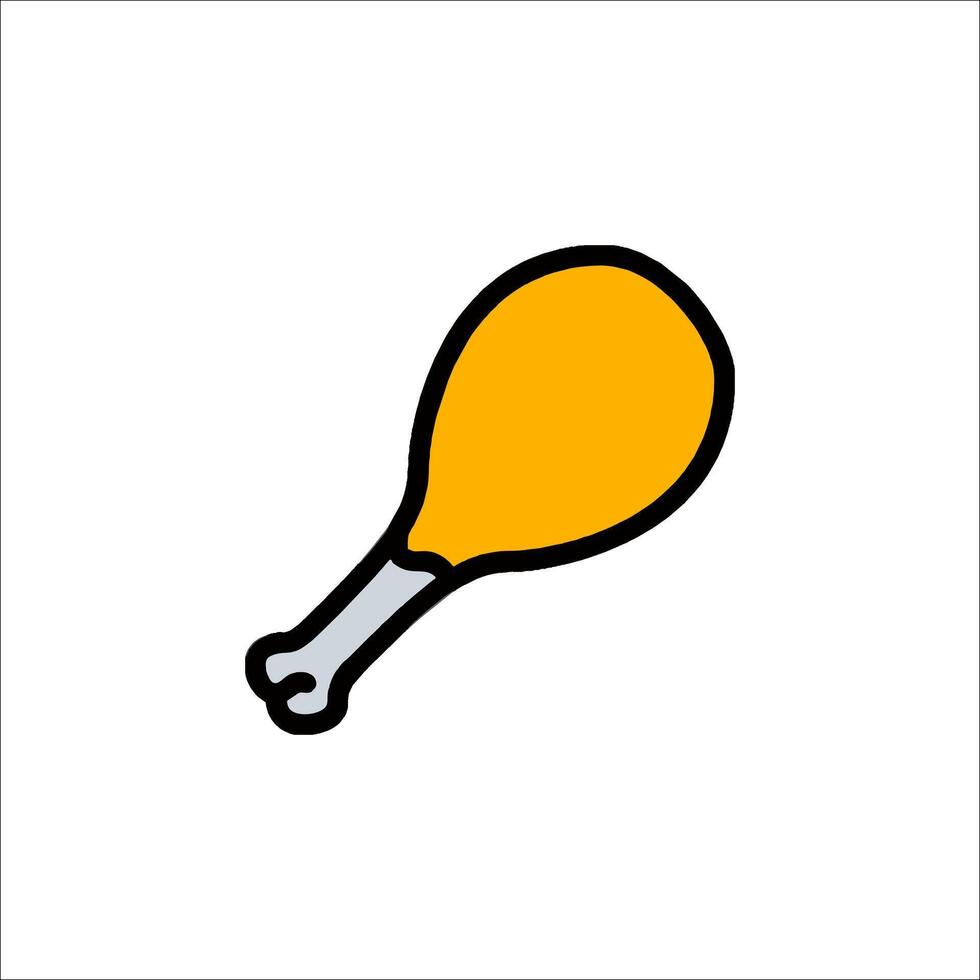 A chicken leg is shown in a line drawing vector