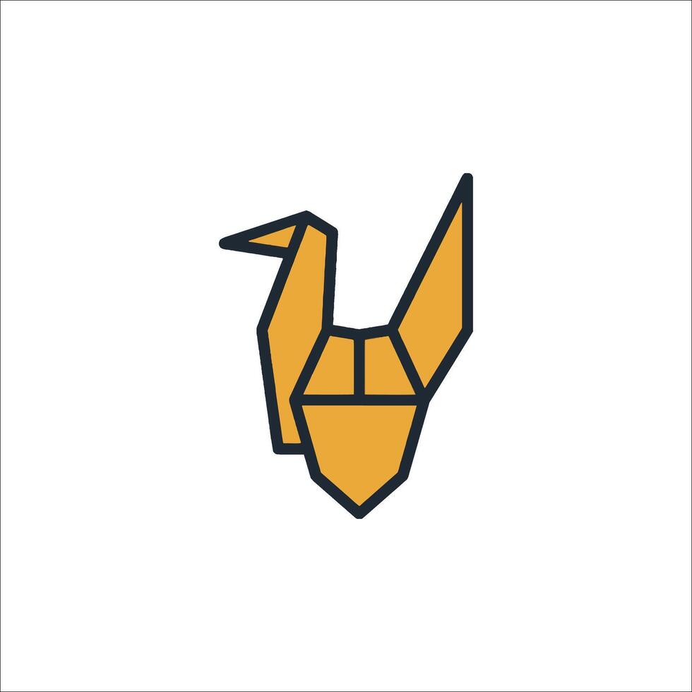 An origami bird logo with a yellow outline vector