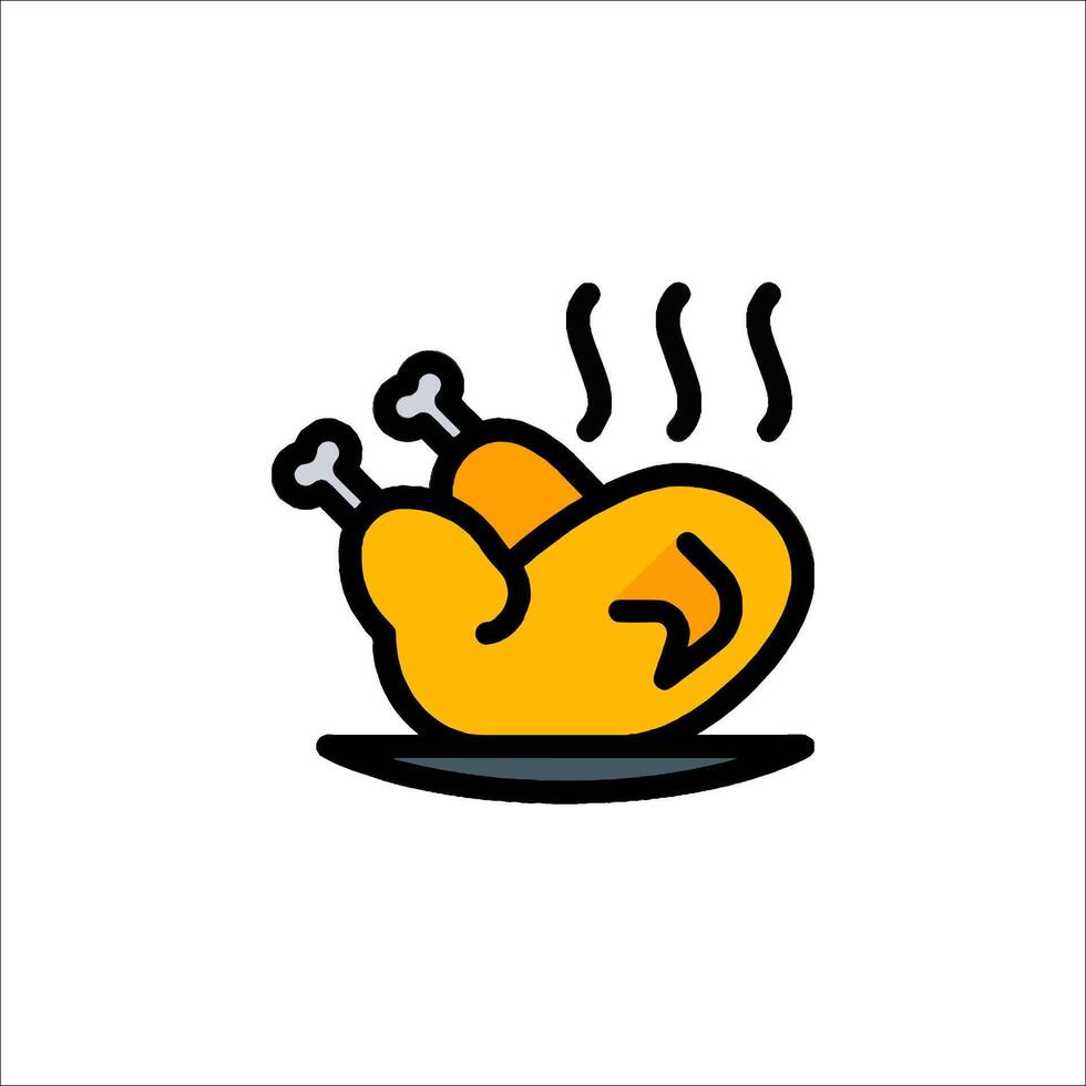 A cartoon chicken on a plate with a hot plate vector