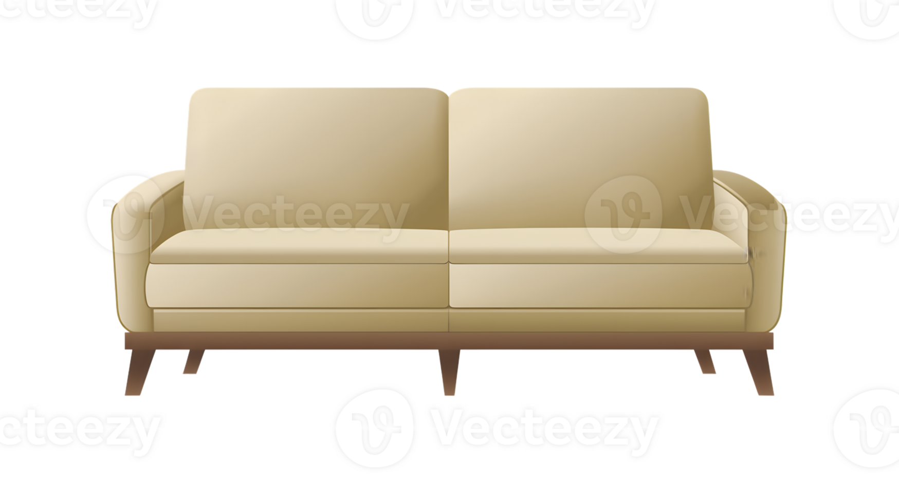 Modern Beige Sofa with Sleek Design and Wooden Legs for Living Room Decor png