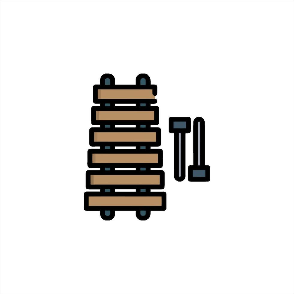 A wooden ladder and hammer icon vector