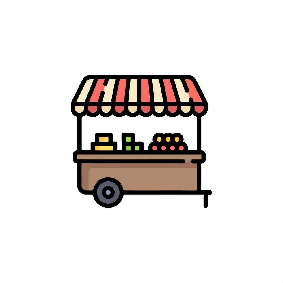 A food cart with fruit and vegetables on it vector