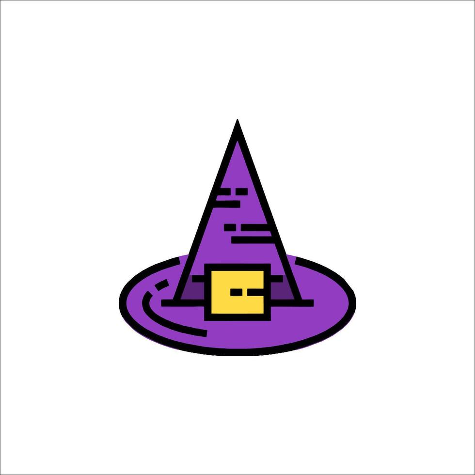 A purple witch hat with a yellow square on top vector
