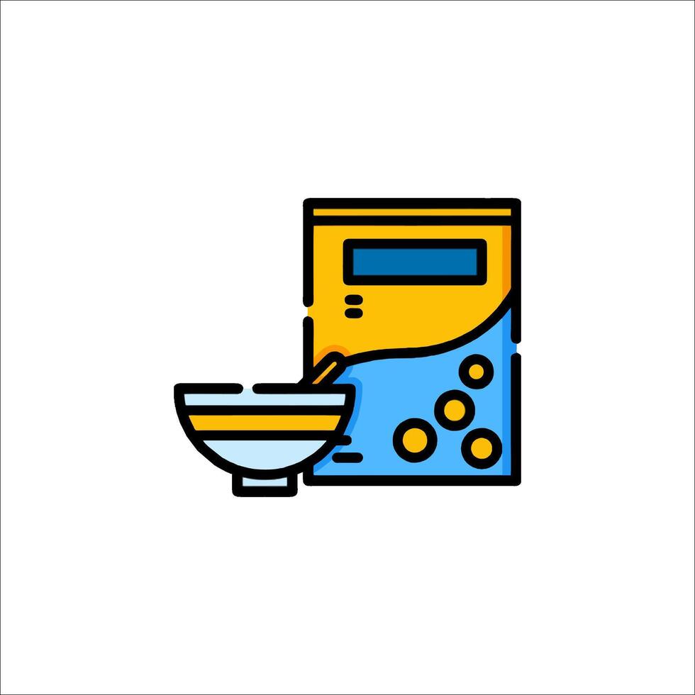 A cereal bowl and a box of cereal icon vector