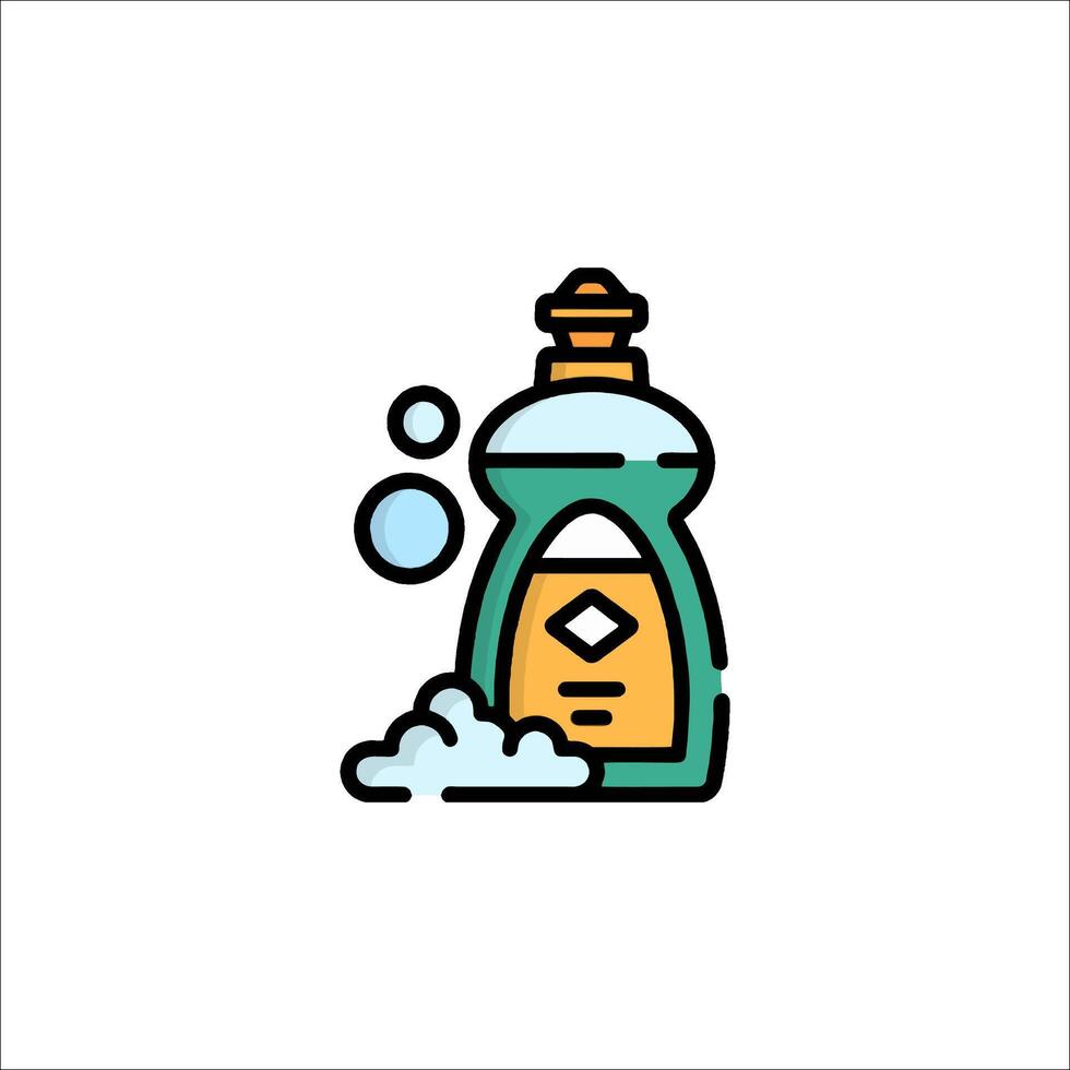 A bottle of soap and bubbles on a white background vector