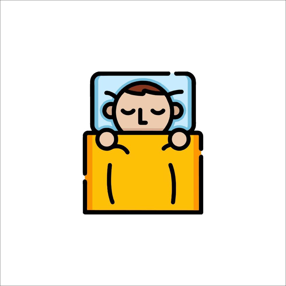 A cartoon man sleeping in bed with a blanket vector