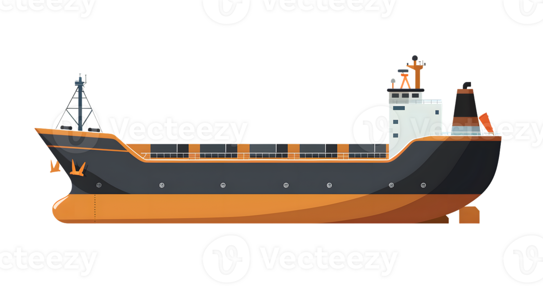 Large Cargo Ship with Detailed Features and Vibrant Colors for Maritime and Transportation Them png