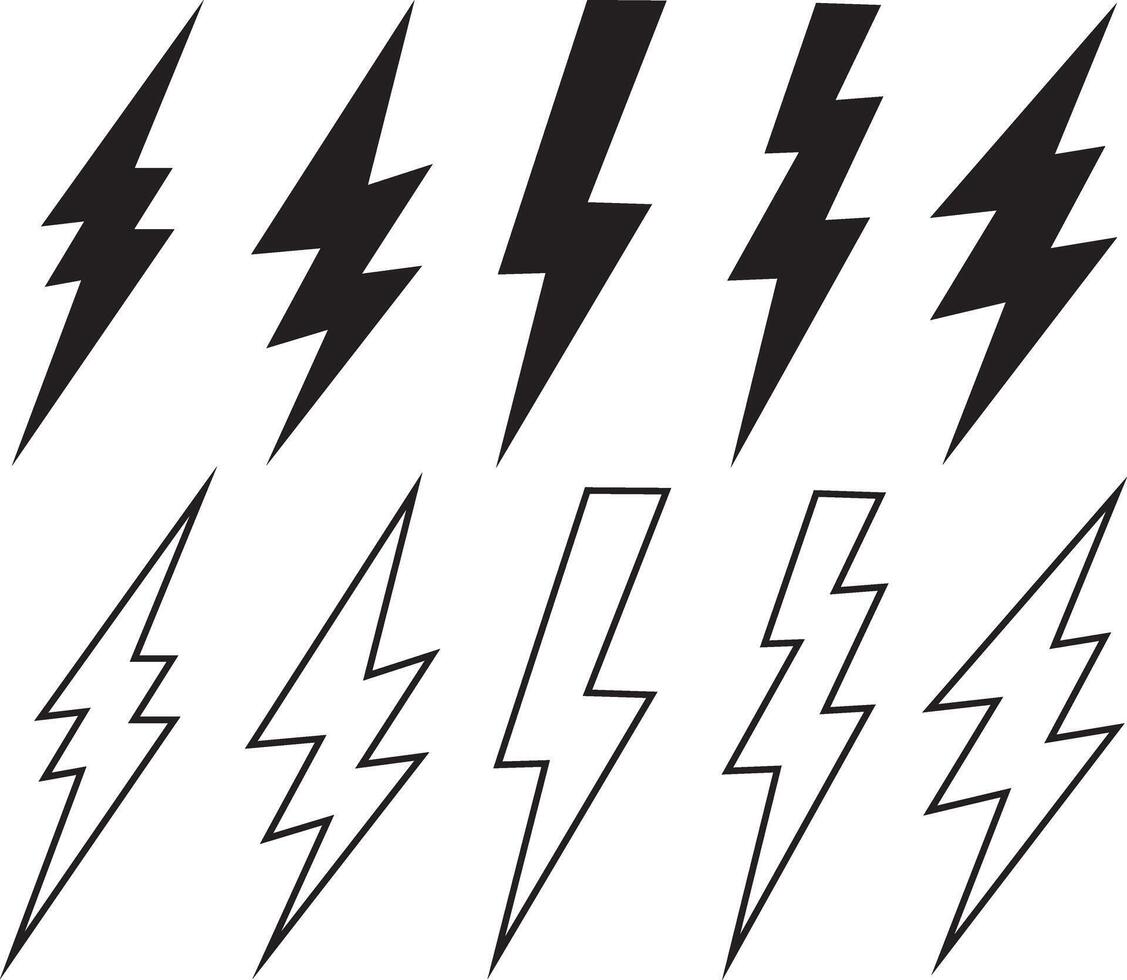Lightning bolt icons set. vector