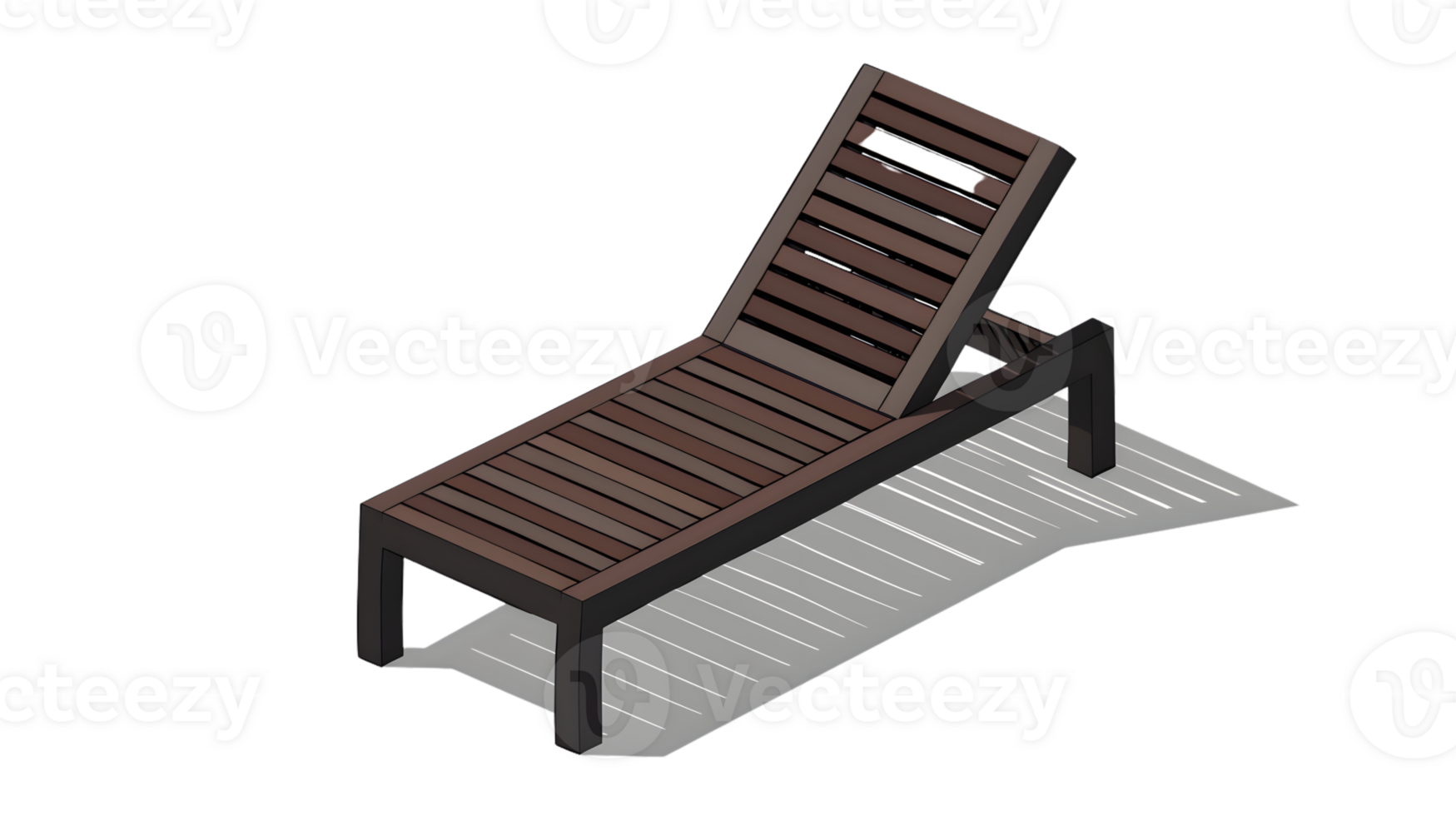 Modern Wooden Lounger with Adjustable Backrest for Relaxation and Comfort png