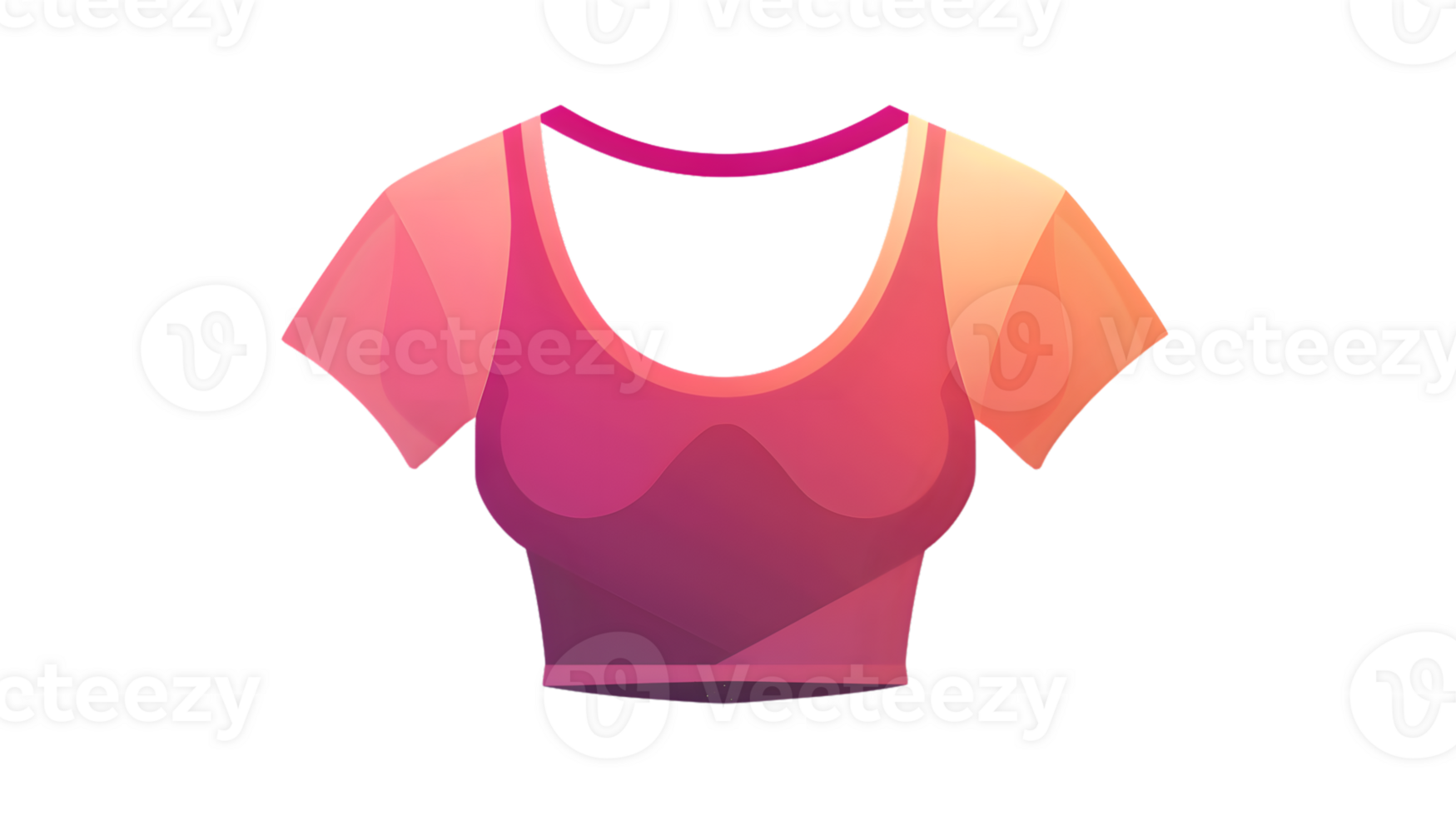 Colorful Gradient Crop Top with Short Sleeves for Fashion and Design Projects png