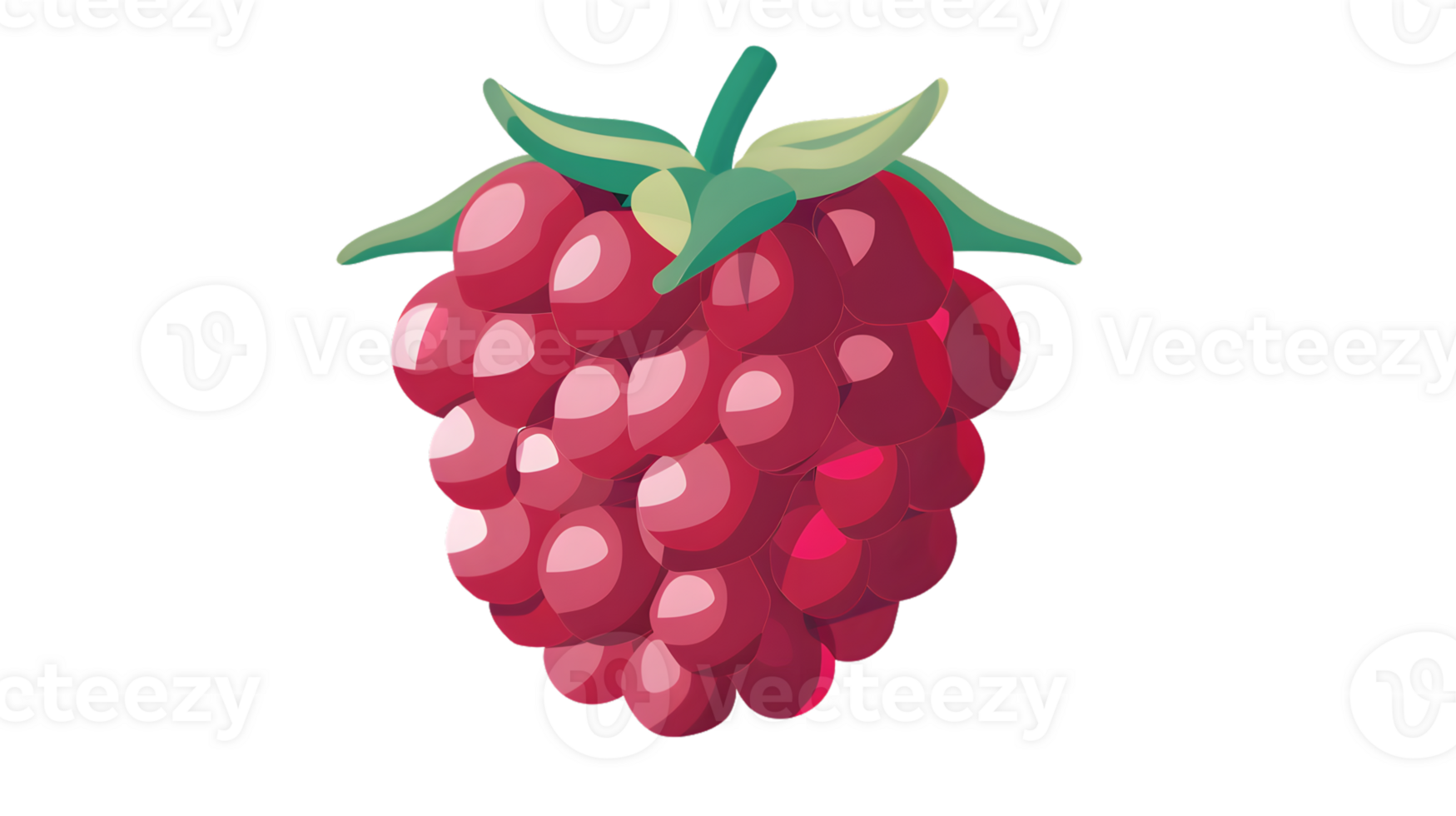 A vibrant illustration of a ripe berry with glossy texture and green leaves ideal for culinary png