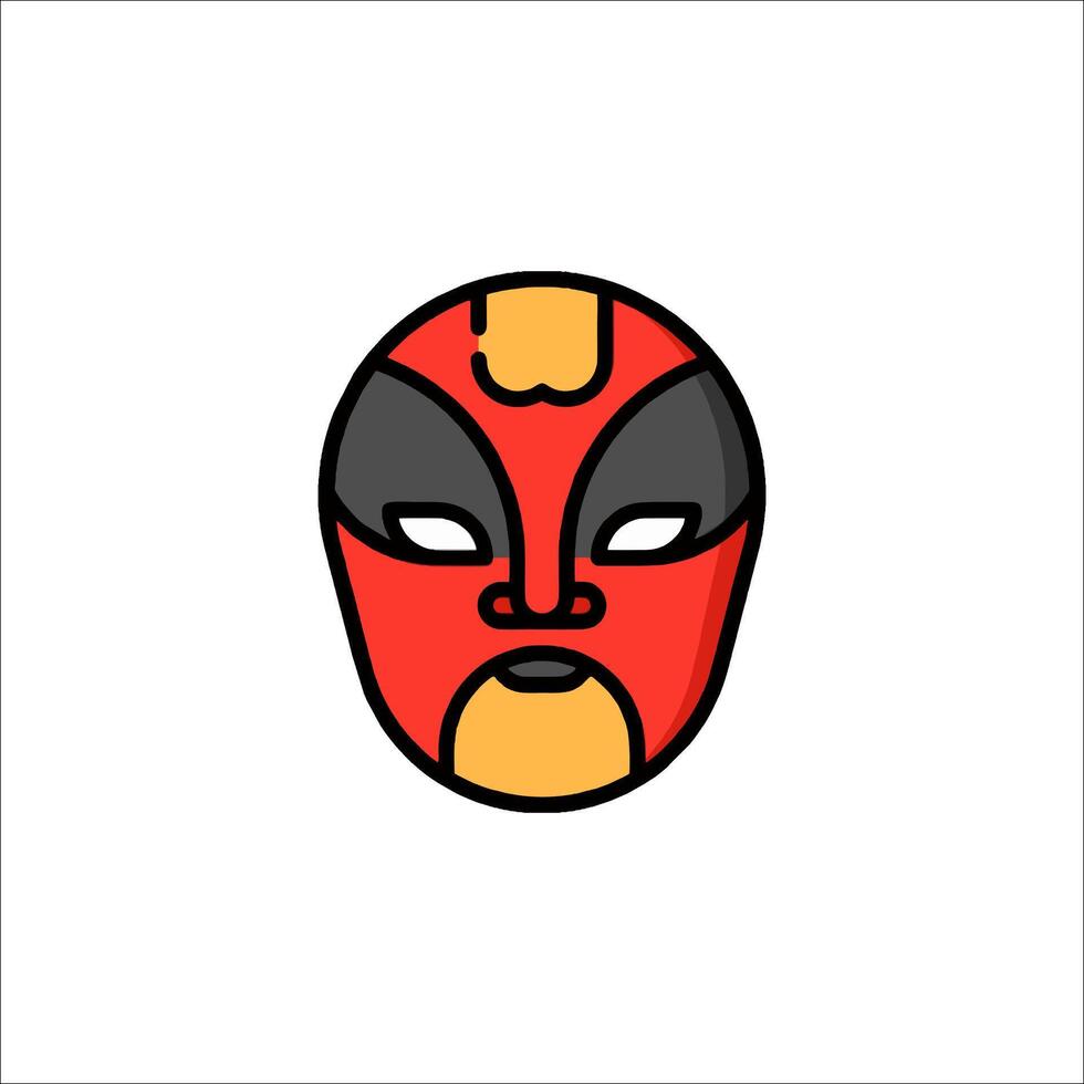 A cartoon mask with a red and yellow face vector