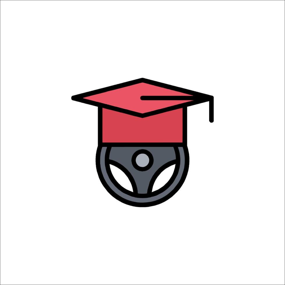 A graduation cap on a car wheel vector