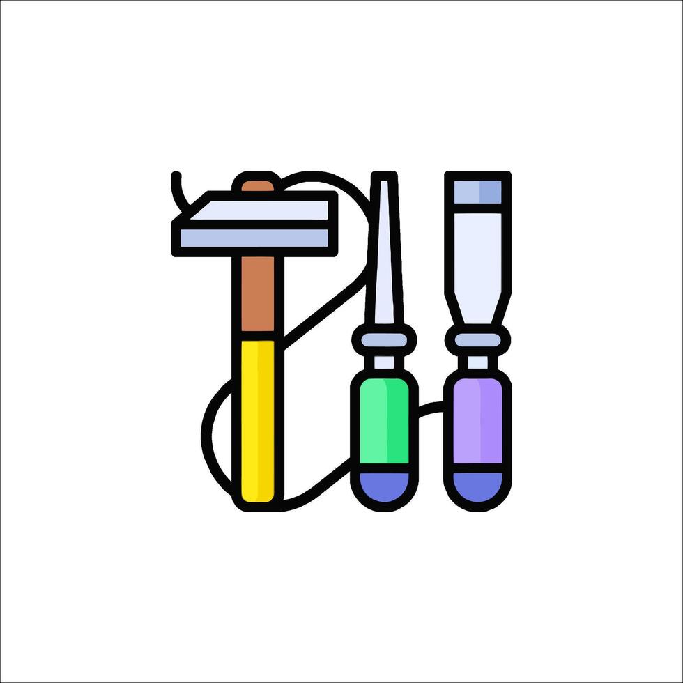 A hammer and a screwdriver icon on a white background vector