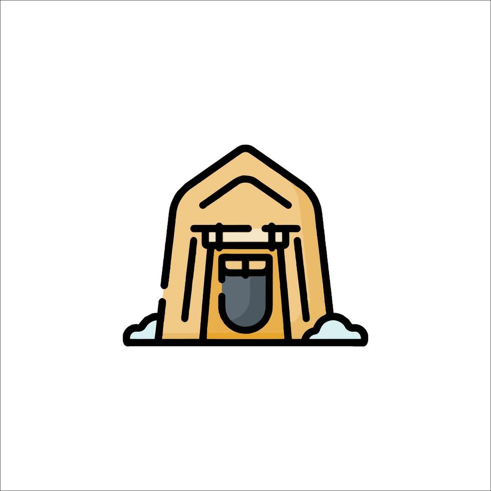 An icon of a small hut with a door vector