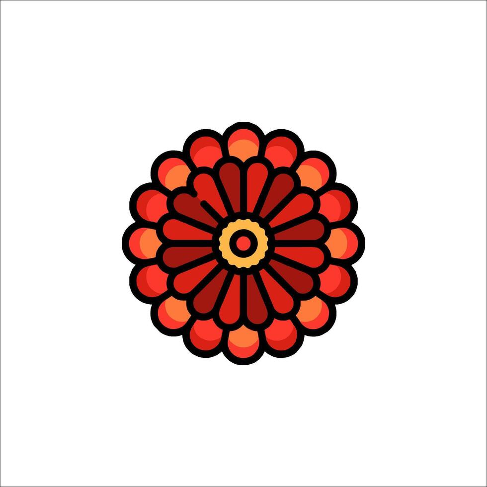 A red and yellow flower on a white background vector