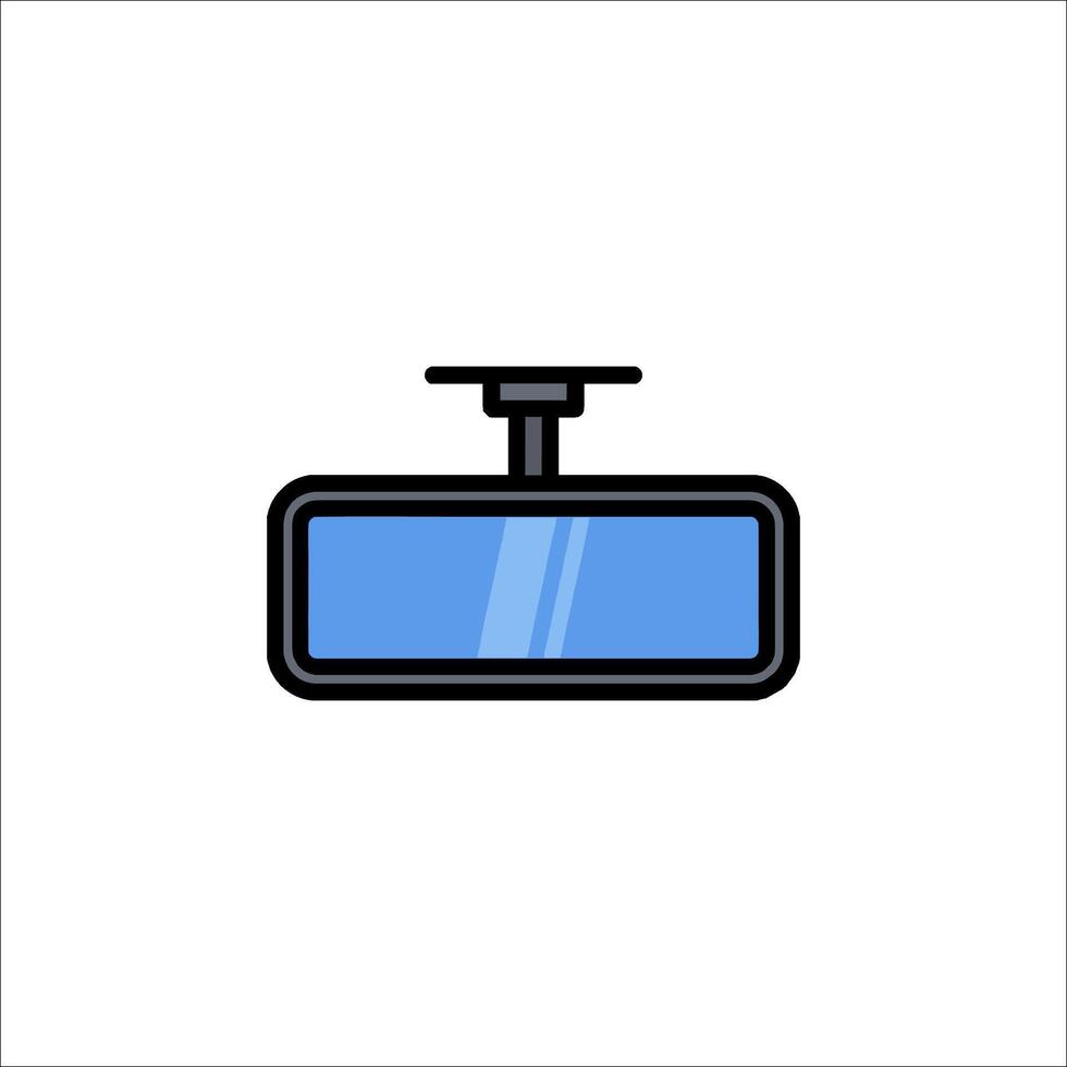 A blue and white car mirror icon vector