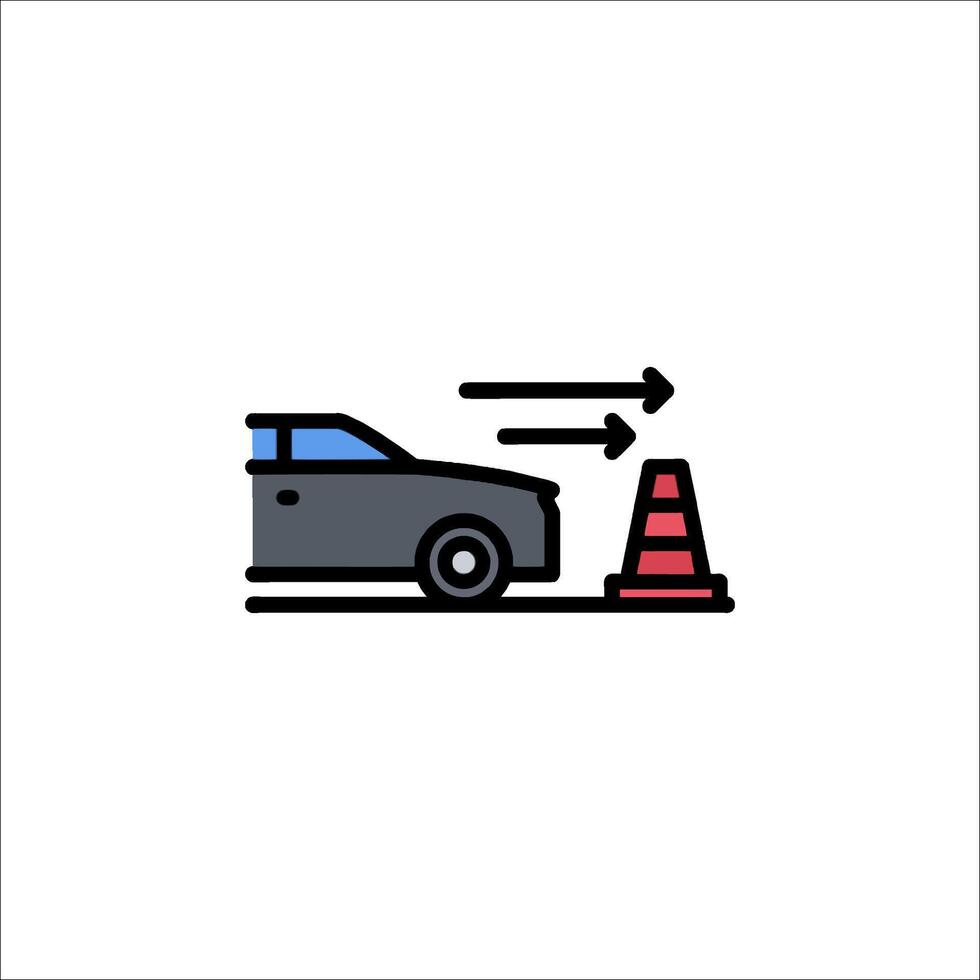 A car is driving through a traffic cone vector
