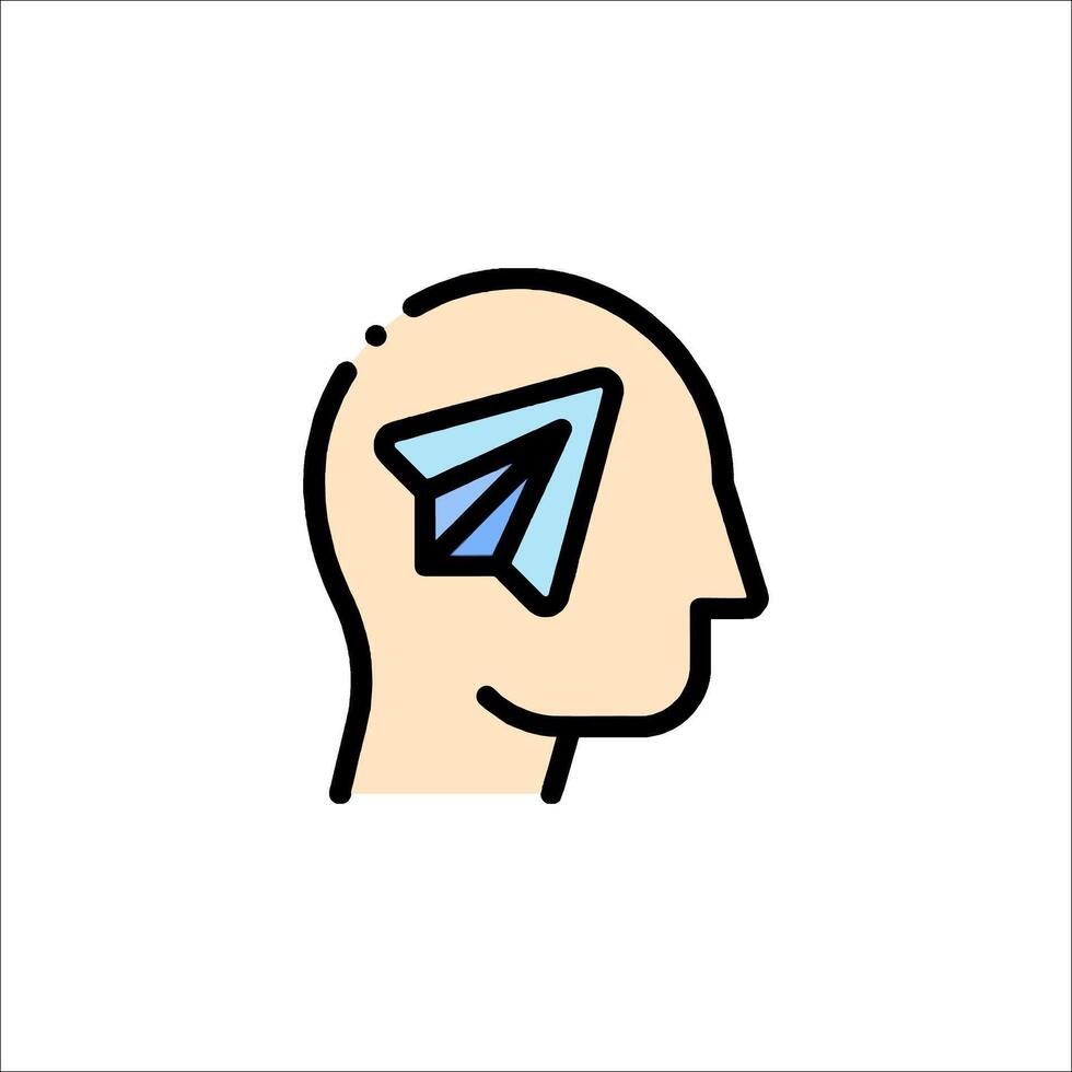 A person's head with a paper airplane in it vector