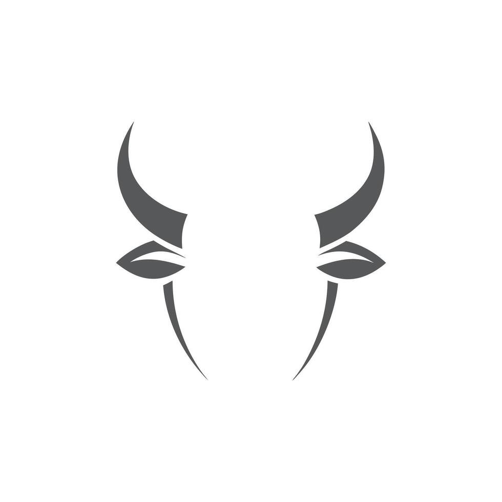 Minimalist Bull Head Illustration with Large Horns and Detailed Eyes in Monochrome Design for Branding and Decoration vector