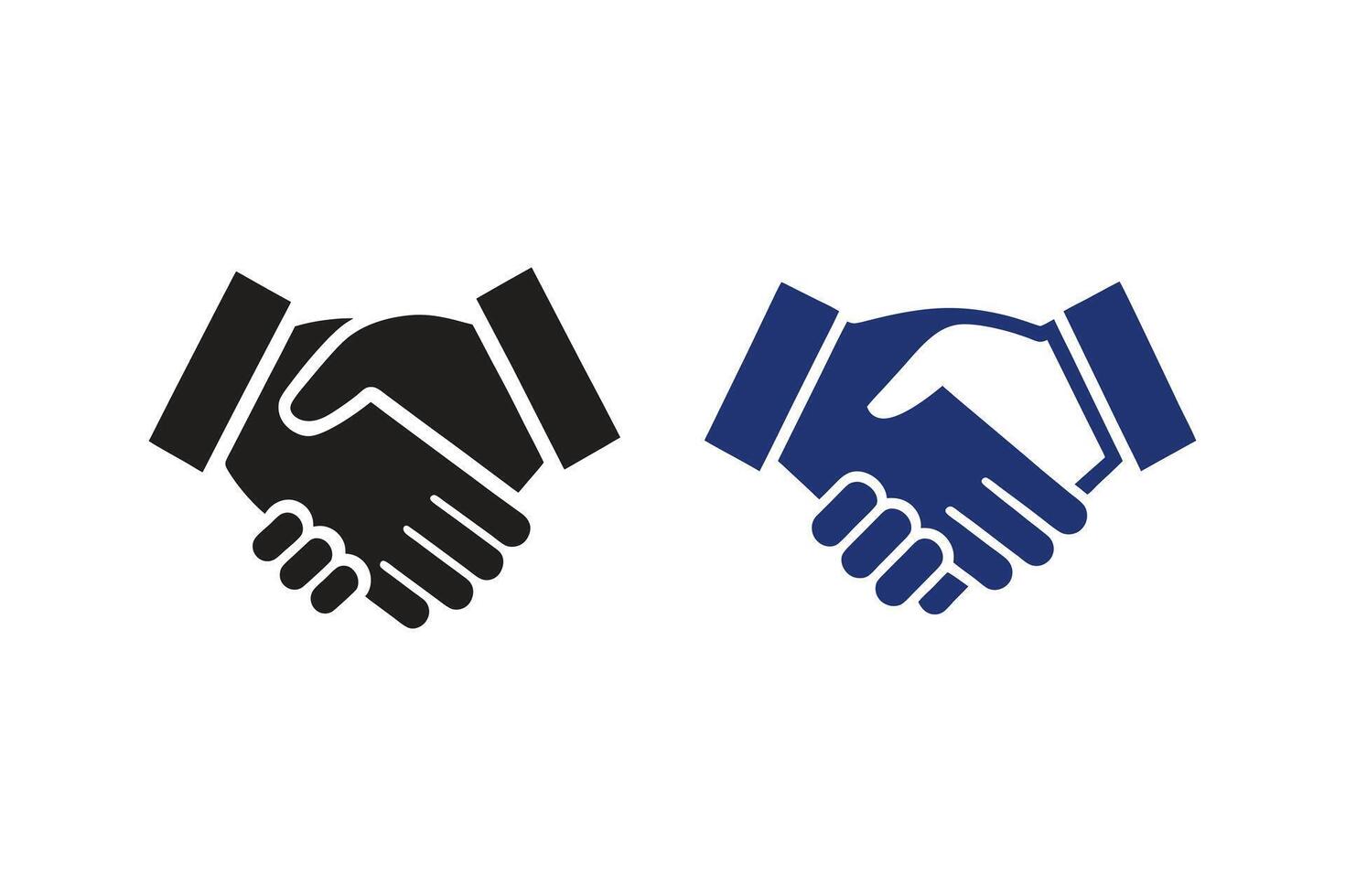 Black and Blue Handshake Icons Symbolizing Professional Business Agreements and Partnerships vector
