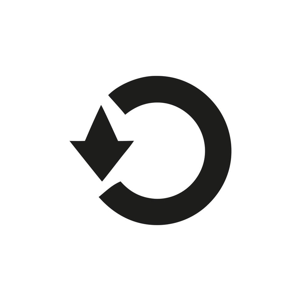 Black Circular Arrow Icon Indicating Refresh or Reload Action on White Background vector