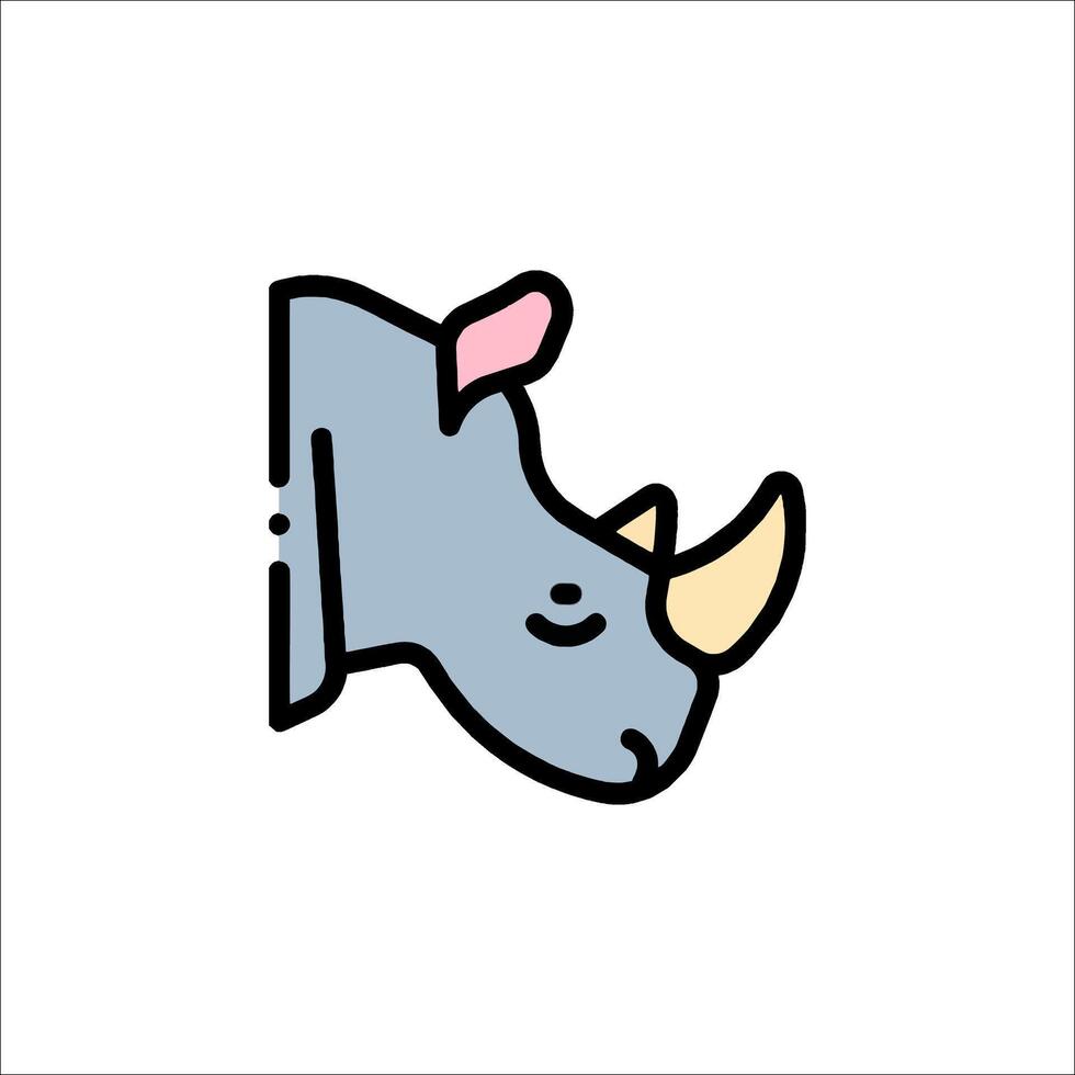 A rhino head with a pink nose and horns vector