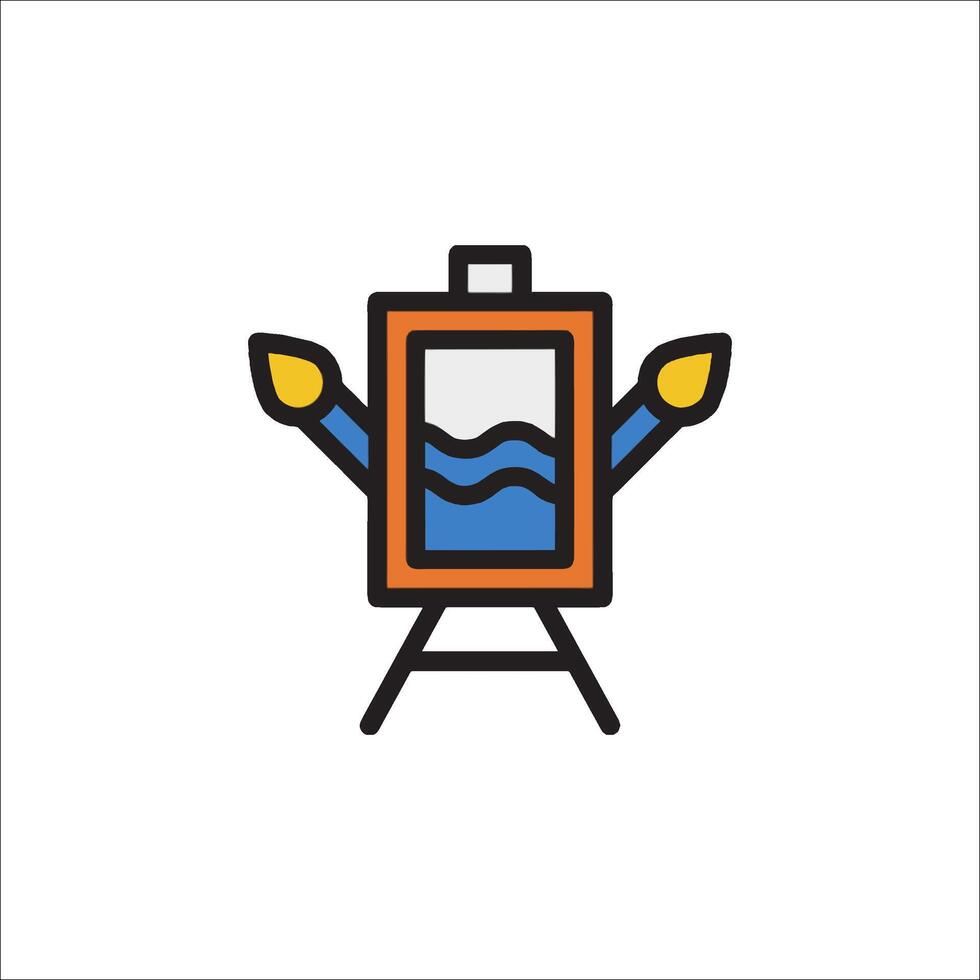 An image of an easel with a painting on it vector