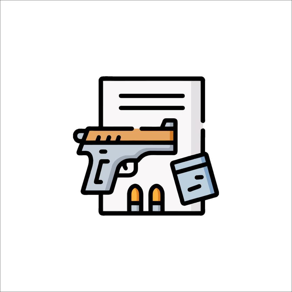 A gun and a document icon on a white background vector