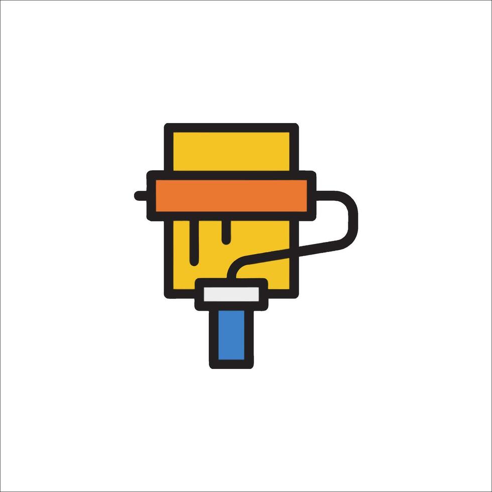 A yellow and orange paintbrush icon on a white background vector