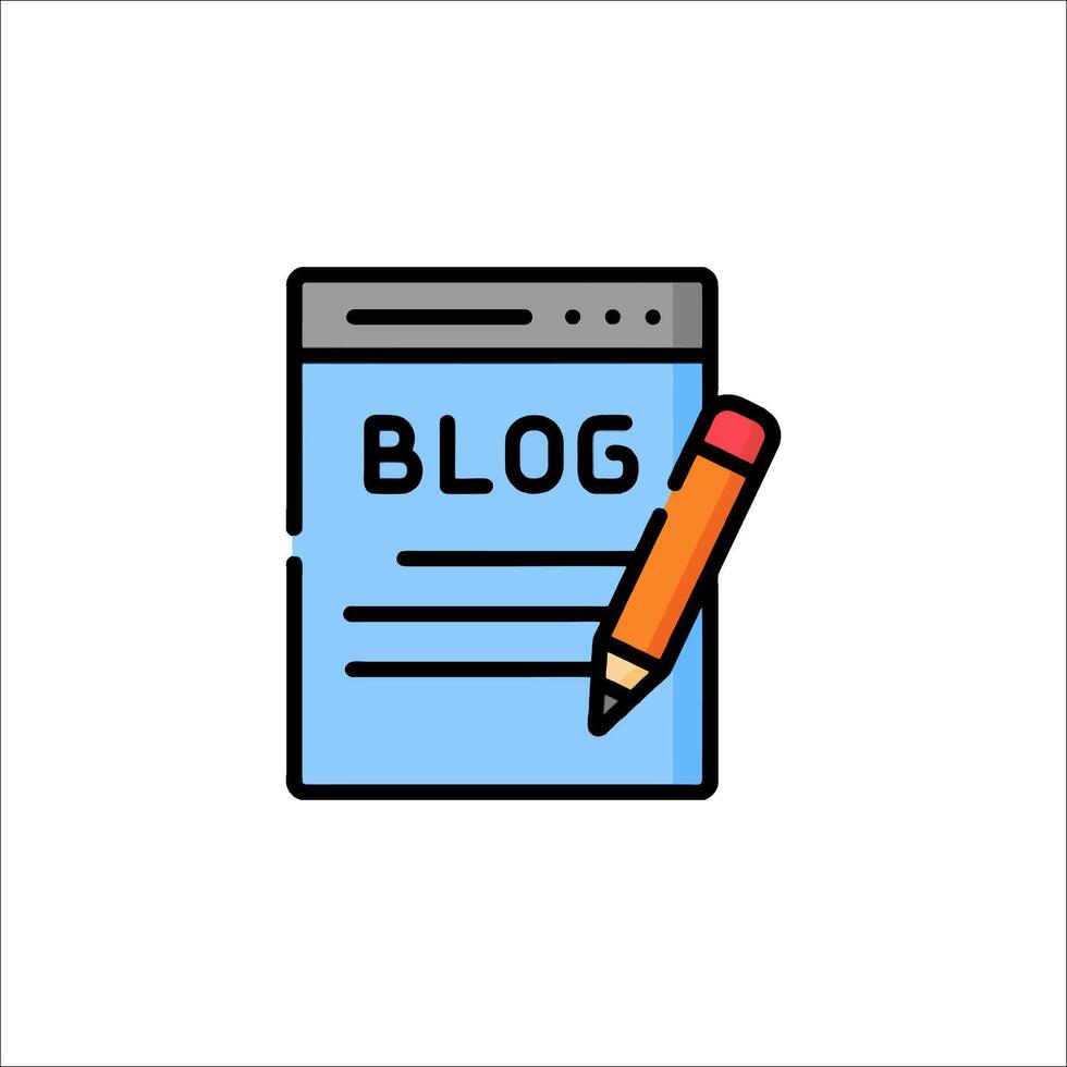 Blog icon with pen and paper vector