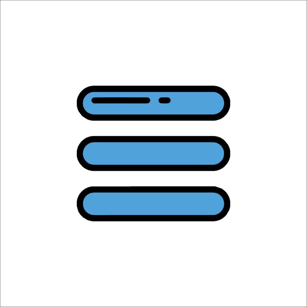 A blue icon of a stack of three bars vector