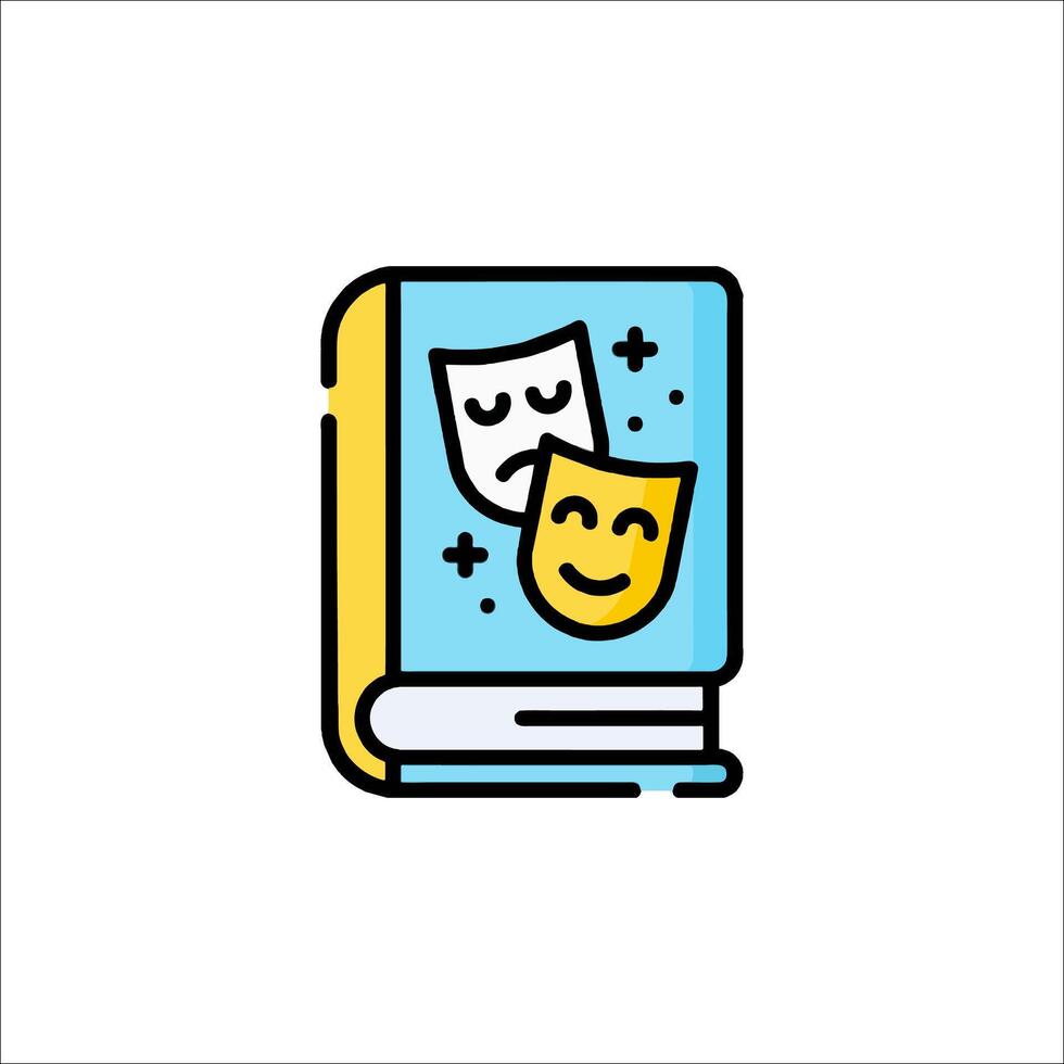 A book with a mask on it and a smiley face vector