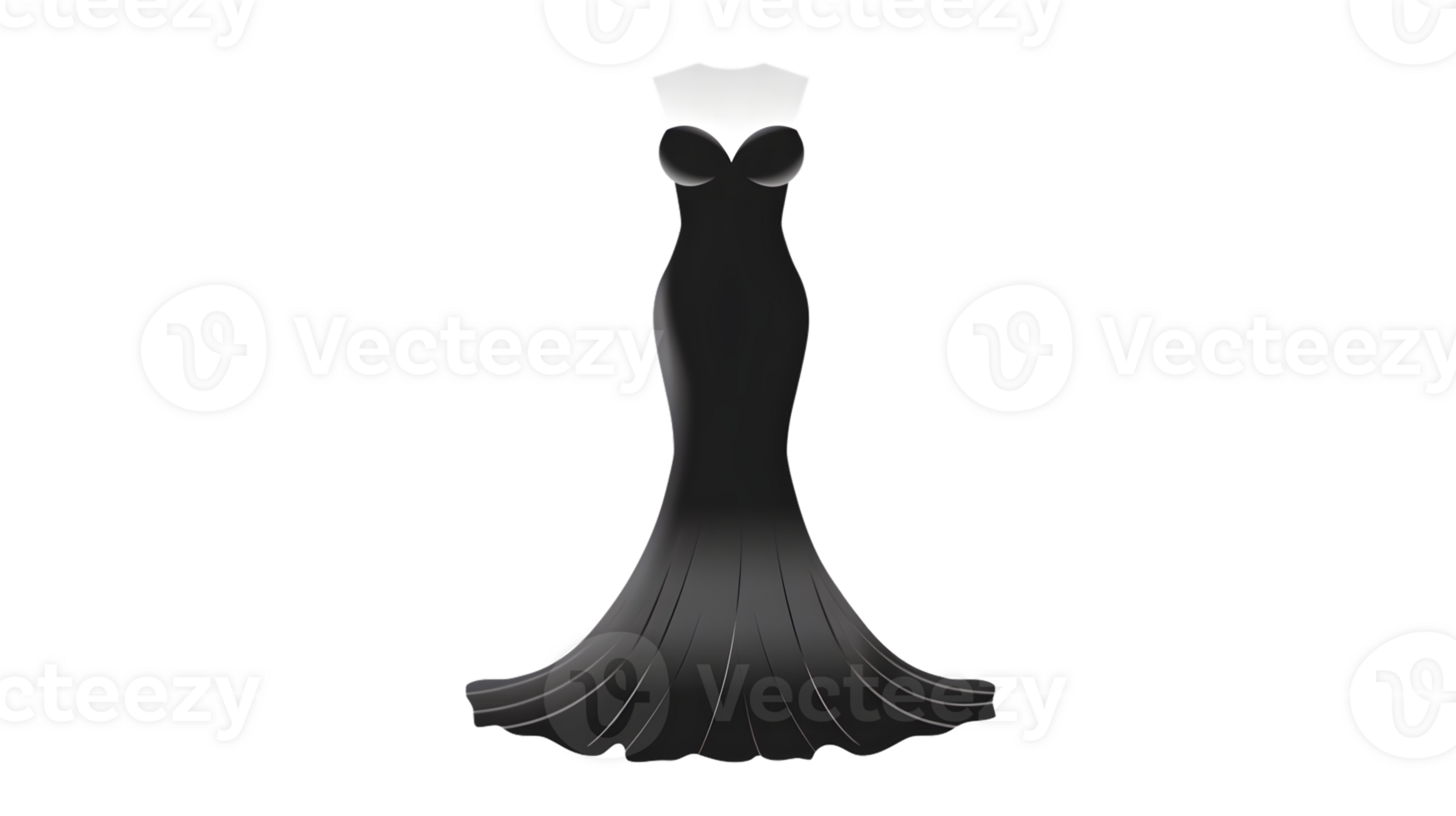 Elegant Black Evening Gown with Mermaid Silhouette for Fashion Design and Prom Themes png