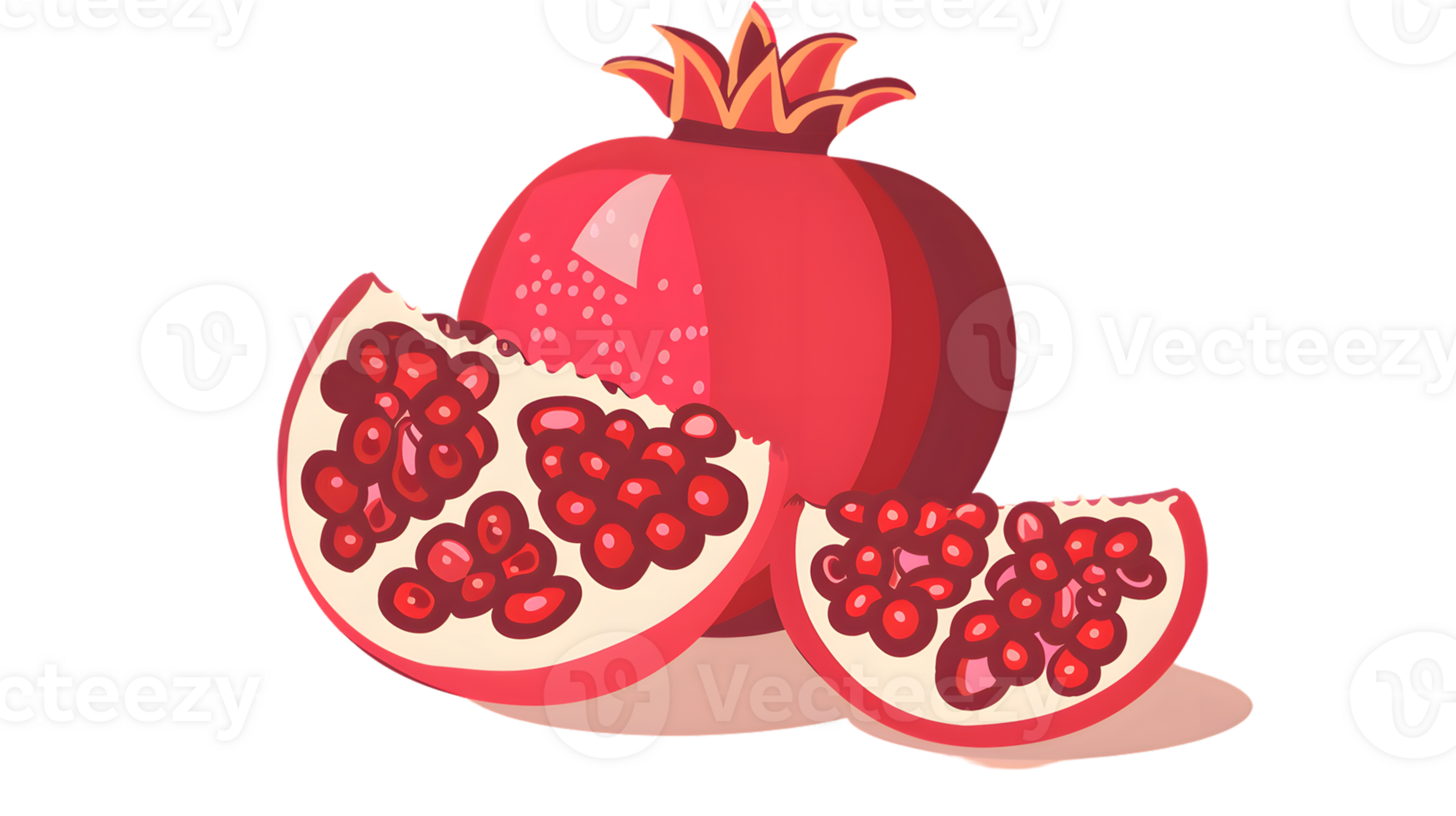Juicy Red Fruit with Seeds Sliced and Whole Ideal for Food and Nutrition Graphics png