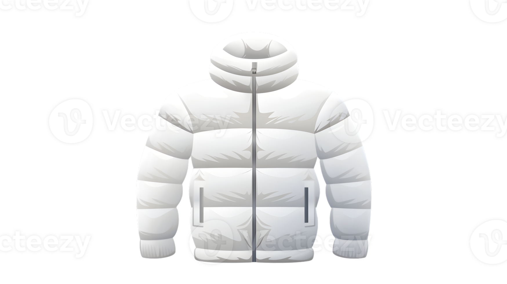 White Puffer Jacket with Hood Winter Clothing Illustration for Fashion and Outdoor Gear Design png