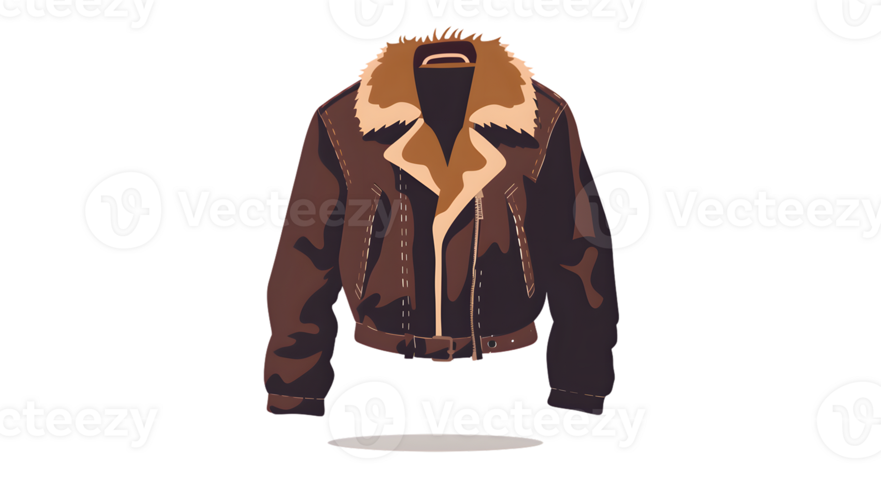 Stylish Brown Bomber Jacket with Fur Collar Ideal for Fashion Winter Wear and Design Project png