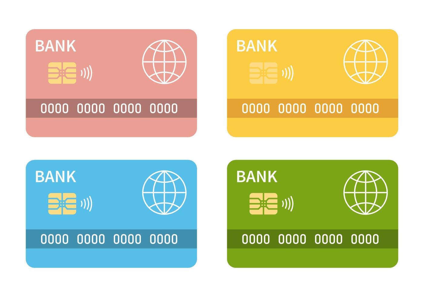 Set of colorful credit cards, banking icons, financial transactions, payment system, electronic money, contactless payment, banking technology, secure finance, modern finance, digital economy. vector