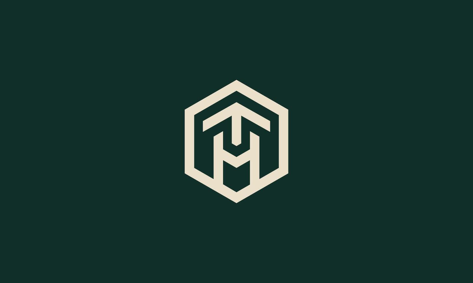 TH or HT hexagon monogram logo design vector