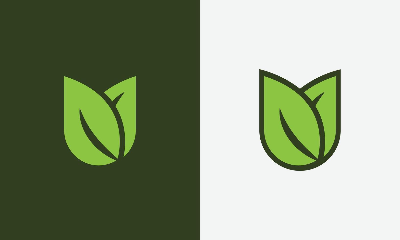 Two Leaves logo design vector